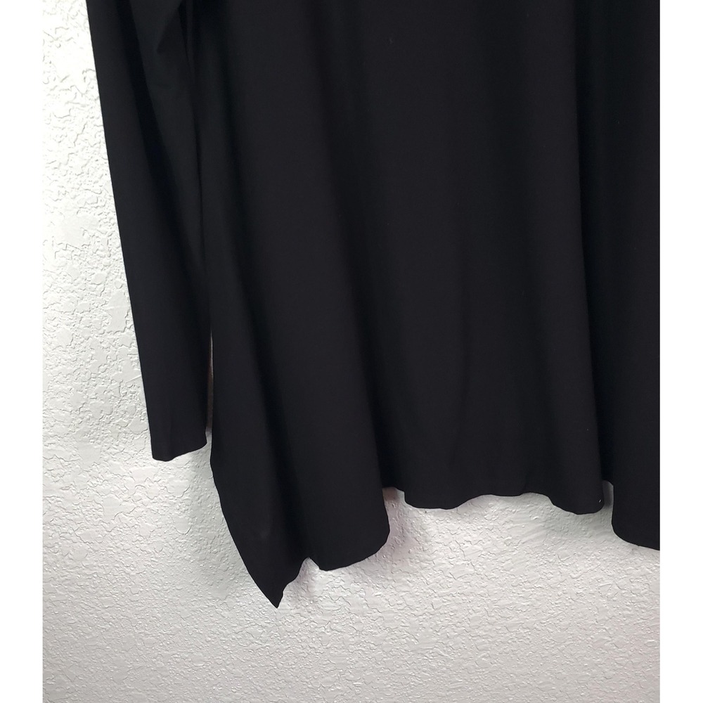 Eileen Fisher Jacket Womens Medium Black Hooded Zip Front Cardigan Hanky Hem - Picture 10 of 16